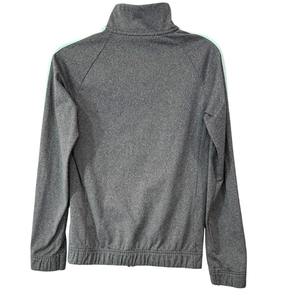 Adidas Womens XS Gray Mint Green 3 Stripe Full Zip Track Jacket - Picture 3 of 11